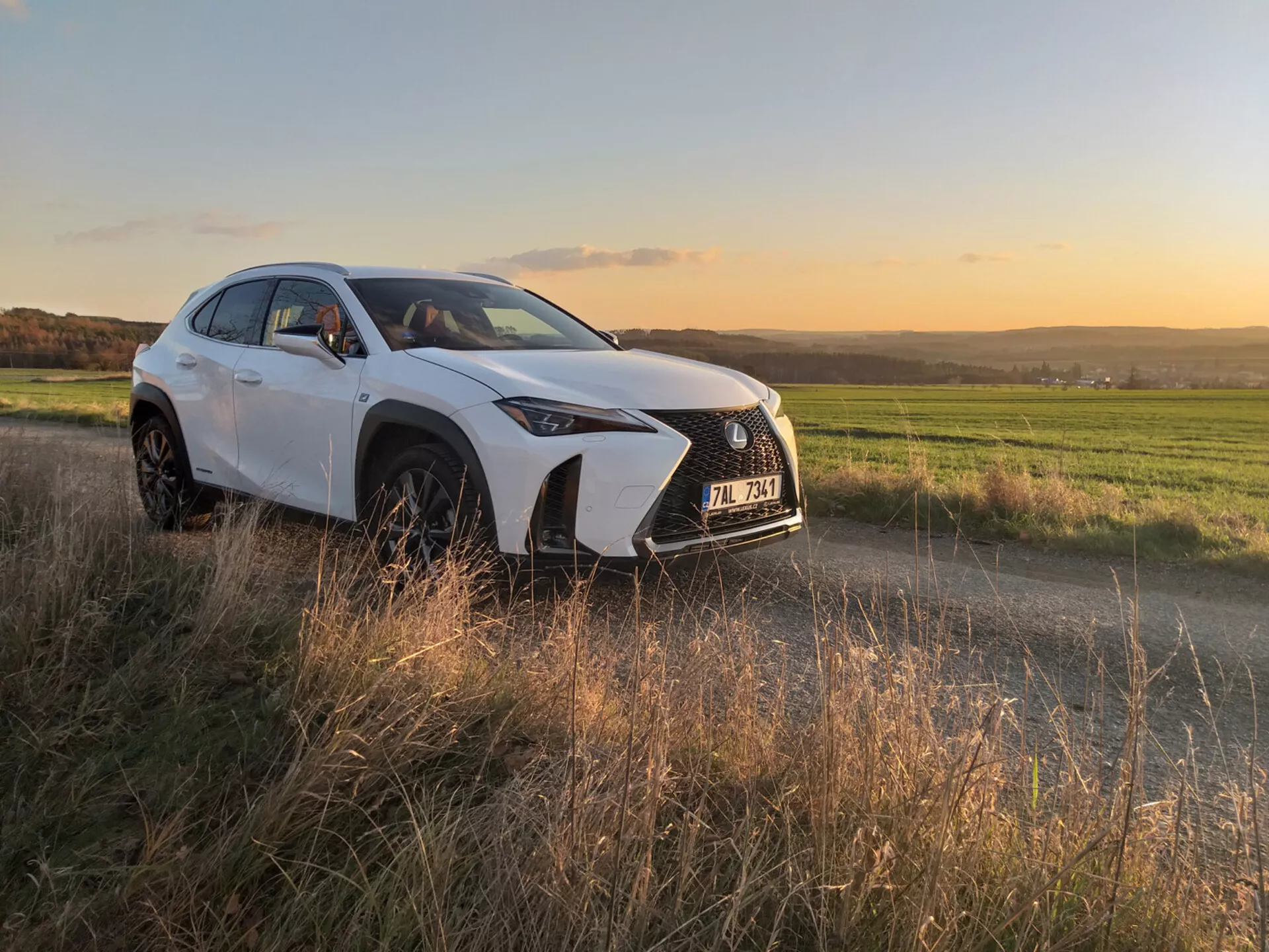 Kompaktni luksuzni križanec Lexus UX 2019 v gibanju po mestni ulici, ki prikazuje svoj eleganten dizajn in napredne lastnosti